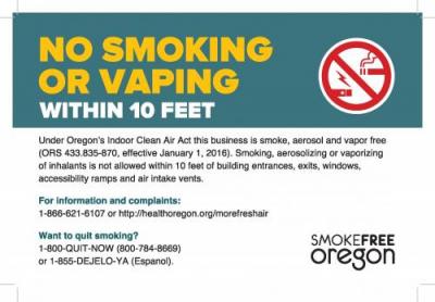 No Smoking or Vaping